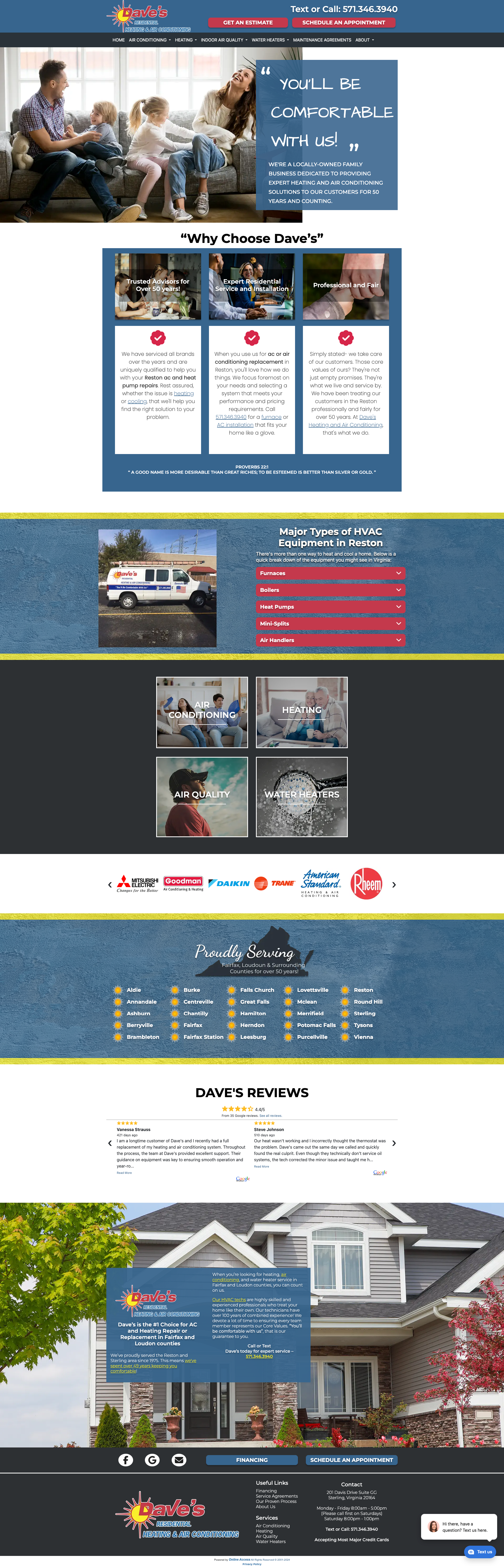 image of dave's resdiential hvac website